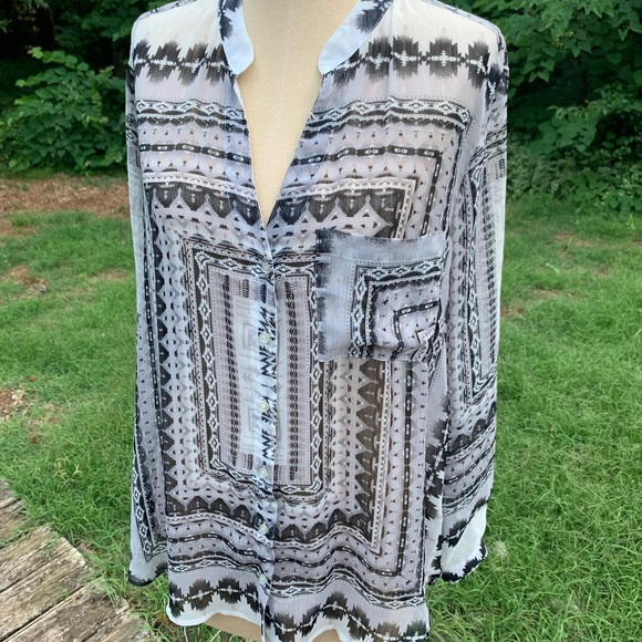 Aztec Geometric Sheer Blouse - Picture 16 of 16